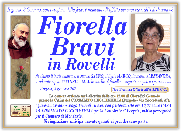 manifesto funebre di Bravi Fiorella