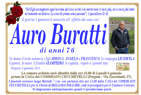 manifesto funebre di Buratti Auro