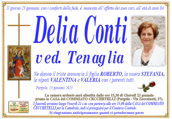 manifesto funebre di Conti Delia