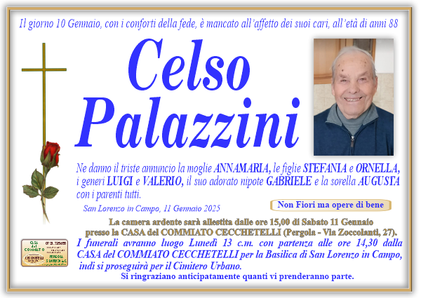 manifesto funebre di Palazzini Celso