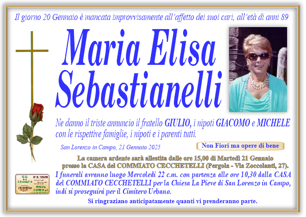 manifesto funebre di Sebastianelli Maria Elisa