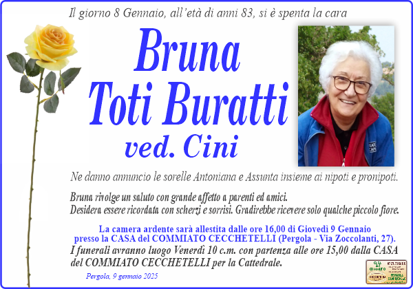 manifesto funebre di Toti Buratti Bruna