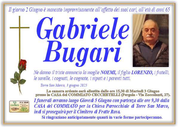 manifesto funebre di Bugari Gabriele