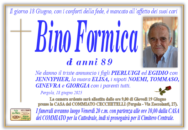 manifesto funebre di Formica Bino