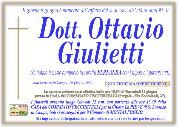 Necrologio di Dott. Ottavio Giulietti