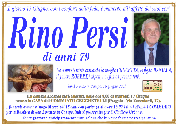 manifesto funebre di Persi Rino
