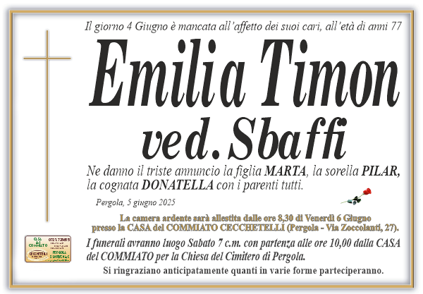 manifesto funebre di Timon Emilia