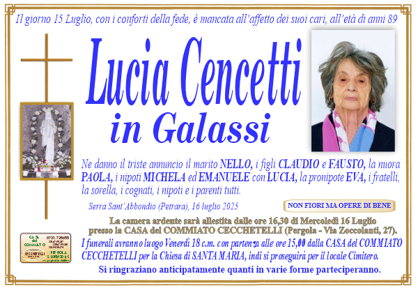 Necrologio di Lucia Cencetti