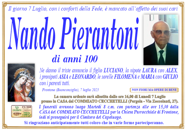 manifesto funebre di Pierantoni Nando