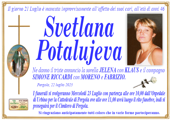 manifesto funebre di Potalujeva Svetlana