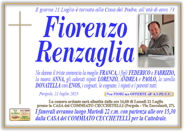 manifesto funebre di Renzaglia Fiorenzo