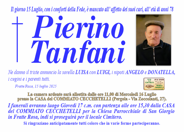 Necrologio di Pierino Tanfani