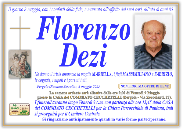 manifesto funebre di Dezi Florenzo