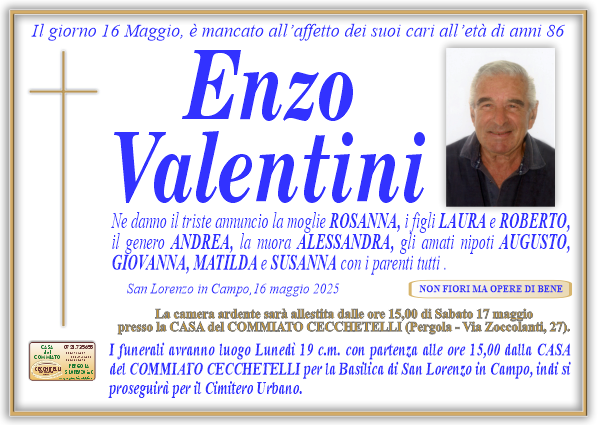 Necrologio di Enzo Valentini
