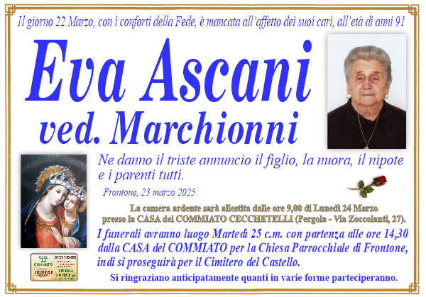 manifesto funebre di Ascani Eva