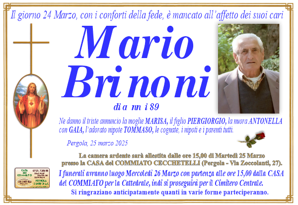 manifesto funebre di Brinoni Mario