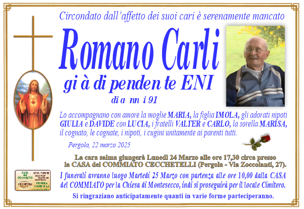 manifesto funebre di Carli Romano