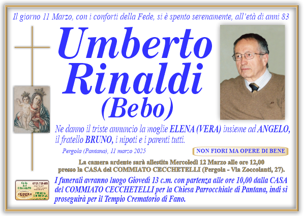 manifesto funebre di Rinaldi Umberto