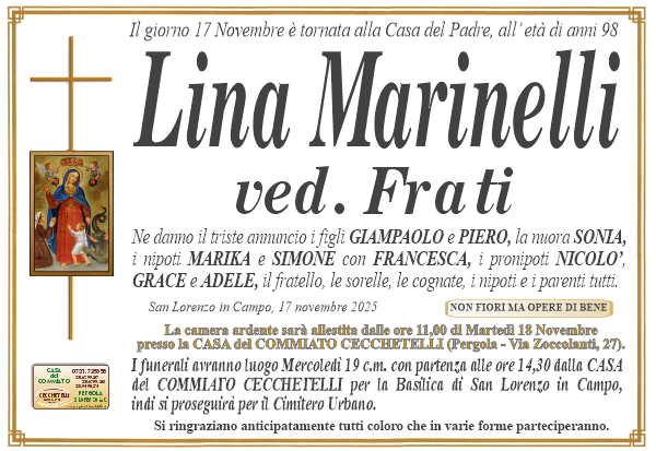 Necrologio di Lina Marinelli