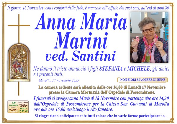 Necrologio di Anna Maria Marini