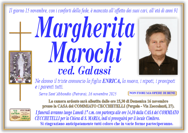 manifesto funebre di Marochi Margherita