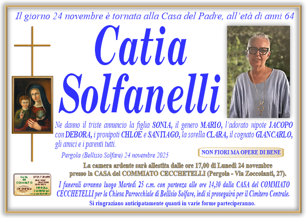 manifesto funebre di Solfanelli Catia