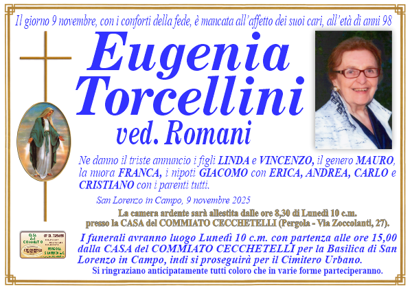 manifesto funebre di Torcellini Eugenia