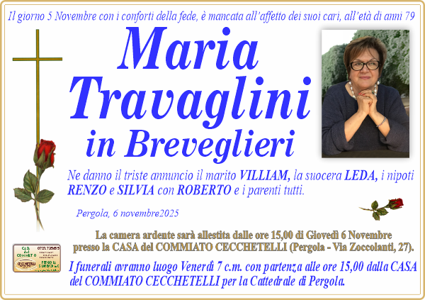 manifesto funebre di Travaglini Maria