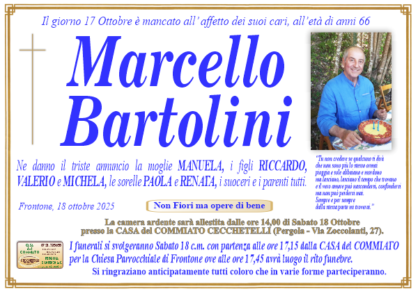 Necrologio di Marcello Bartolini