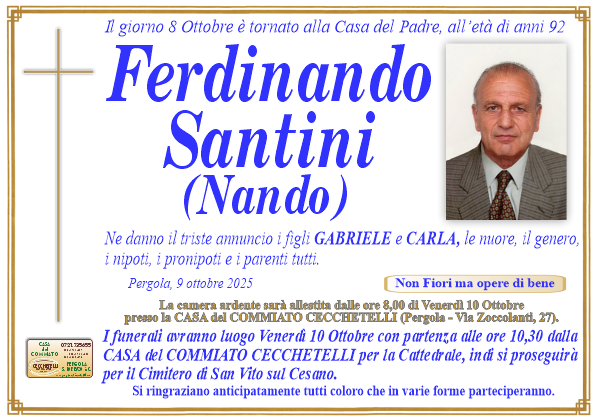 manifesto funebre di Santini Ferdinando