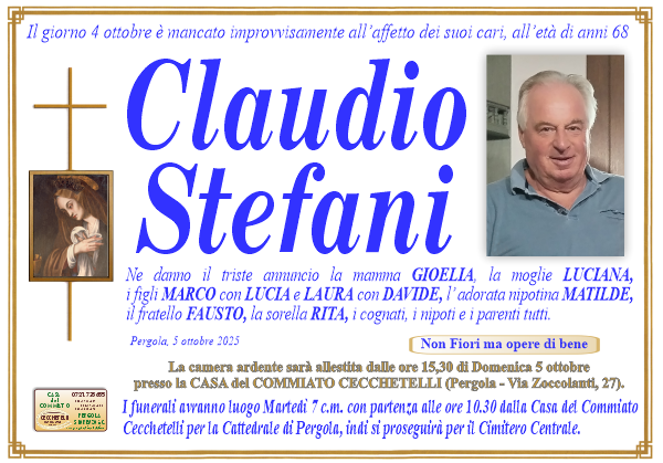 manifesto funebre di Stefani Claudio