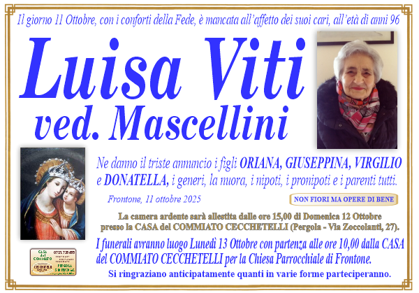 manifesto funebre di Viti Luisa