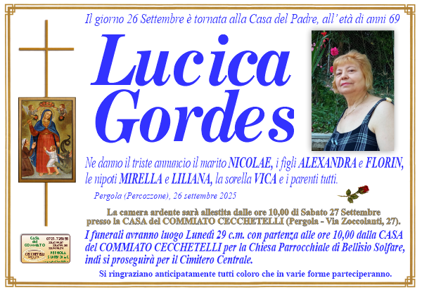 manifesto funebre di Gordes Lucica