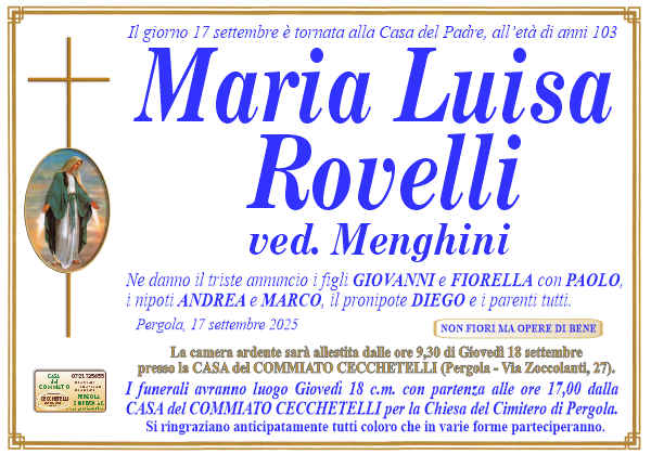 Necrologio di Maria Luisa Rovelli