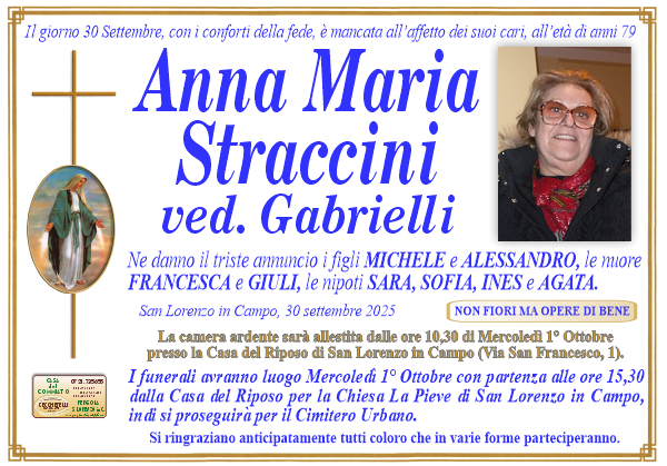 manifesto funebre di Straccini Anna Maria