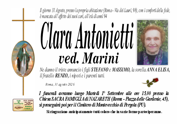 Necrologio di Clara Antonietti
