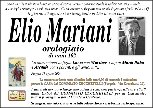 Necrologio di Elio Mariani