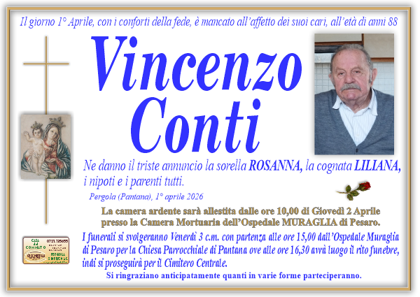 manifesto funebre di Conti Vincenzo