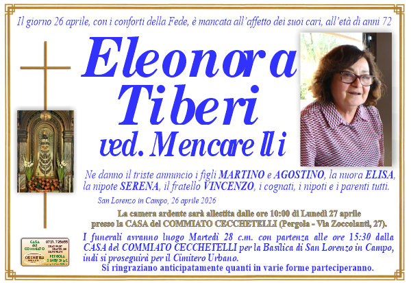 manifesto funebre di Tiberi Eleonora