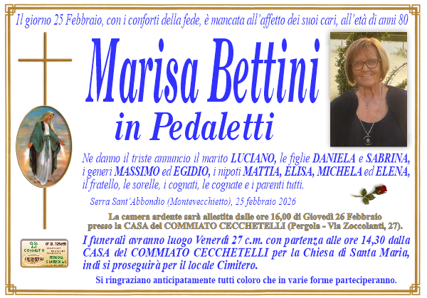 manifesto funebre di Bettini Marisa