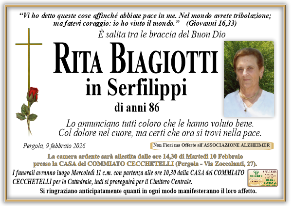 Necrologio di Rita Biagiotti