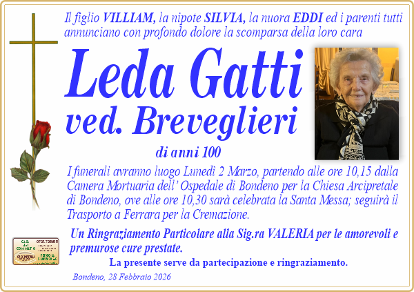 manifesto funebre di Gatti Leda