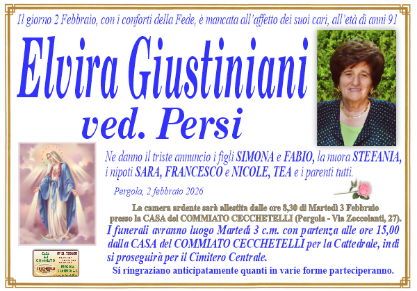 Necrologio di Elvira Giustiniani
