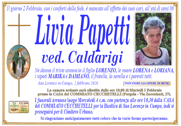 Necrologio di Livia Papetti