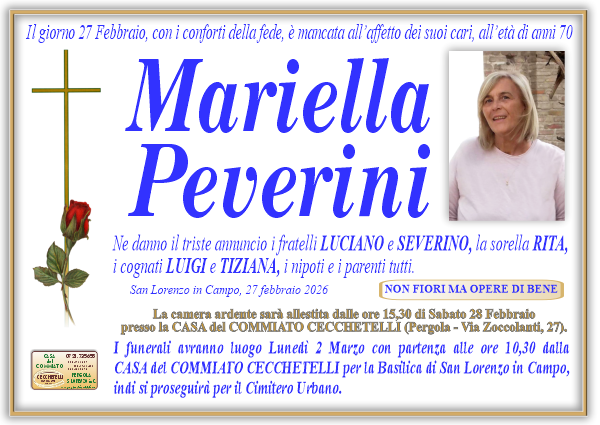 manifesto funebre di Peverini Mariella
