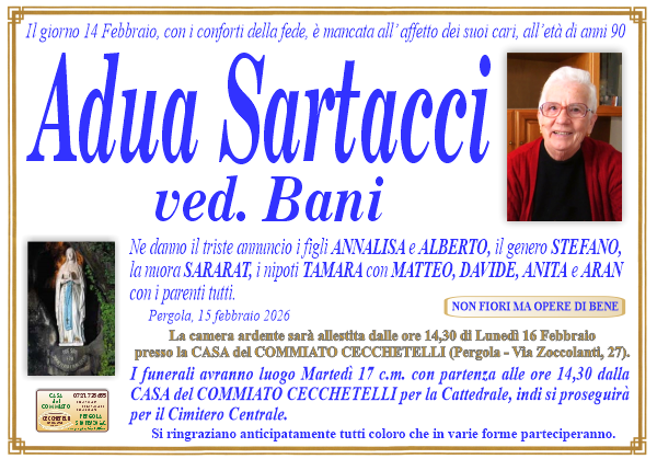 Necrologio di Adua Sartacci