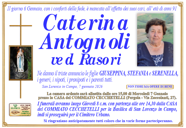 manifesto funebre di Antognoli Caterina