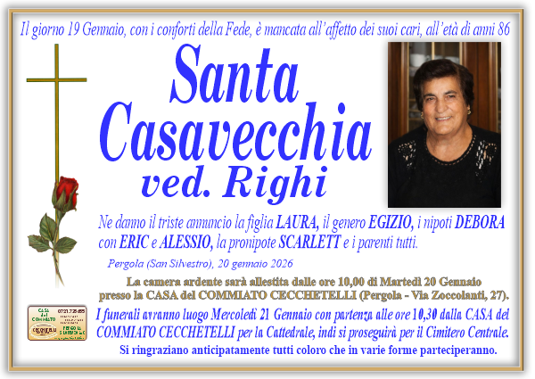 Necrologio di Santa Casavecchia