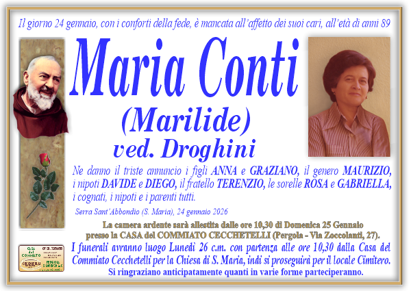Necrologio di Maria Conti
