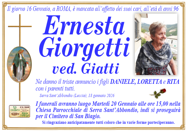 Necrologio di Ernesta Giorgetti